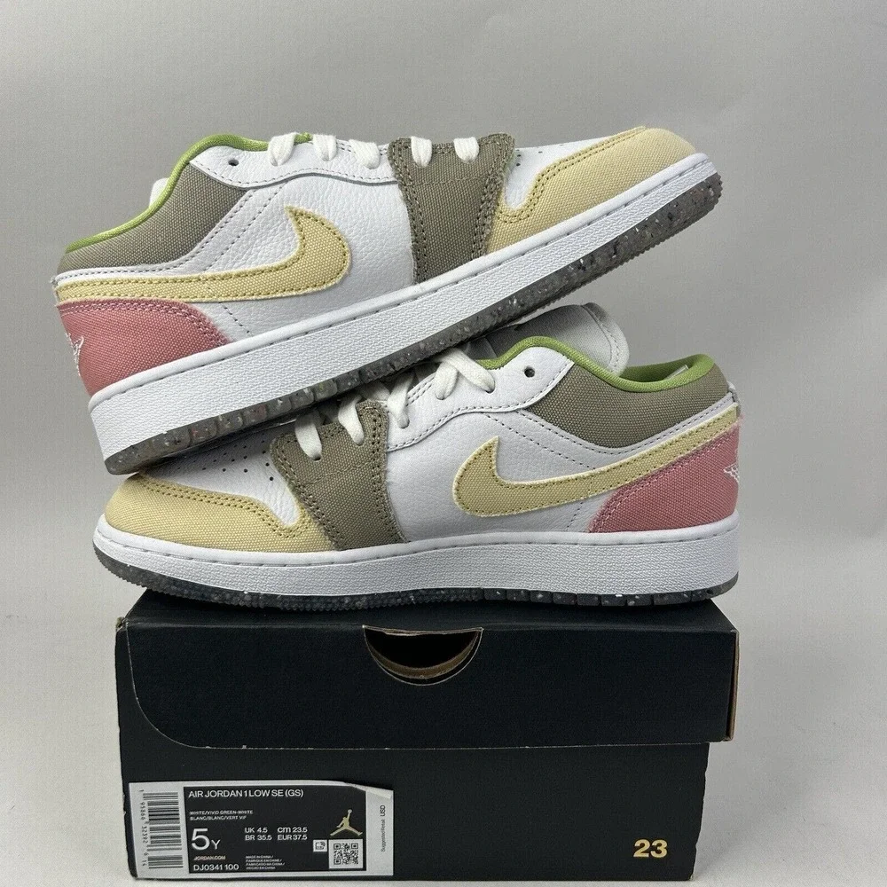 Nike Shoes Air Jordan 1 Low SE GS "Pastel/Vivid Green” 2024 - Picture 3 of 5